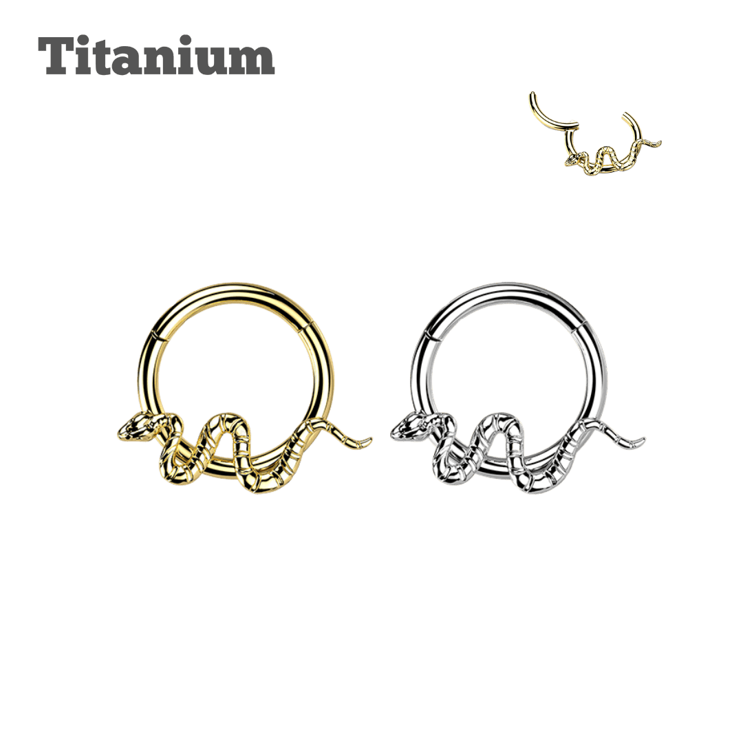 titanium snake hinged hoop earring