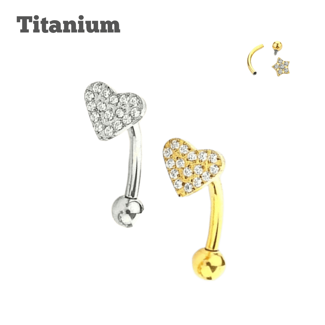 rook piercing jewelry titanium studded heart threaded barbell