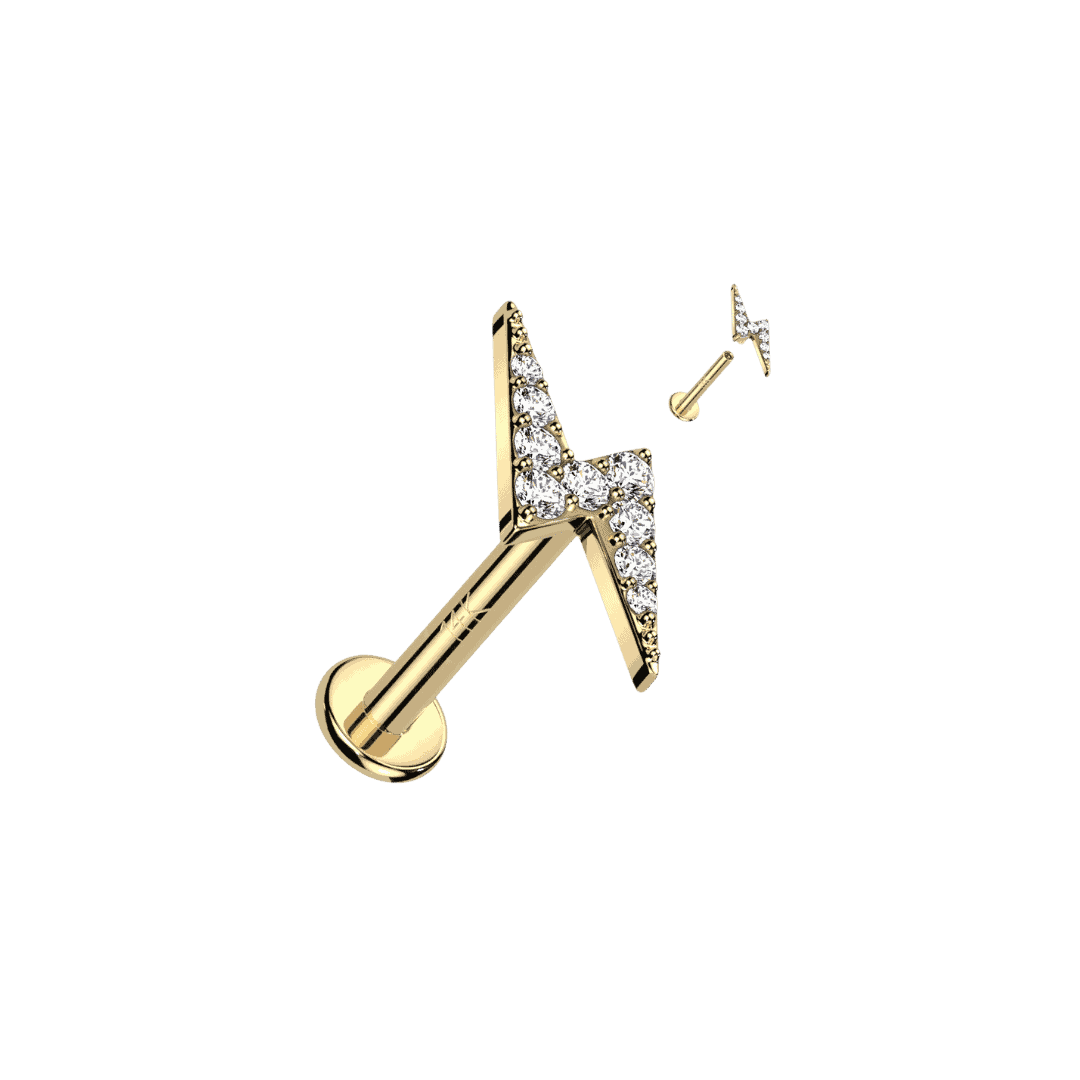 flat piercing jewelry 14k yellow gold volt threaded labret