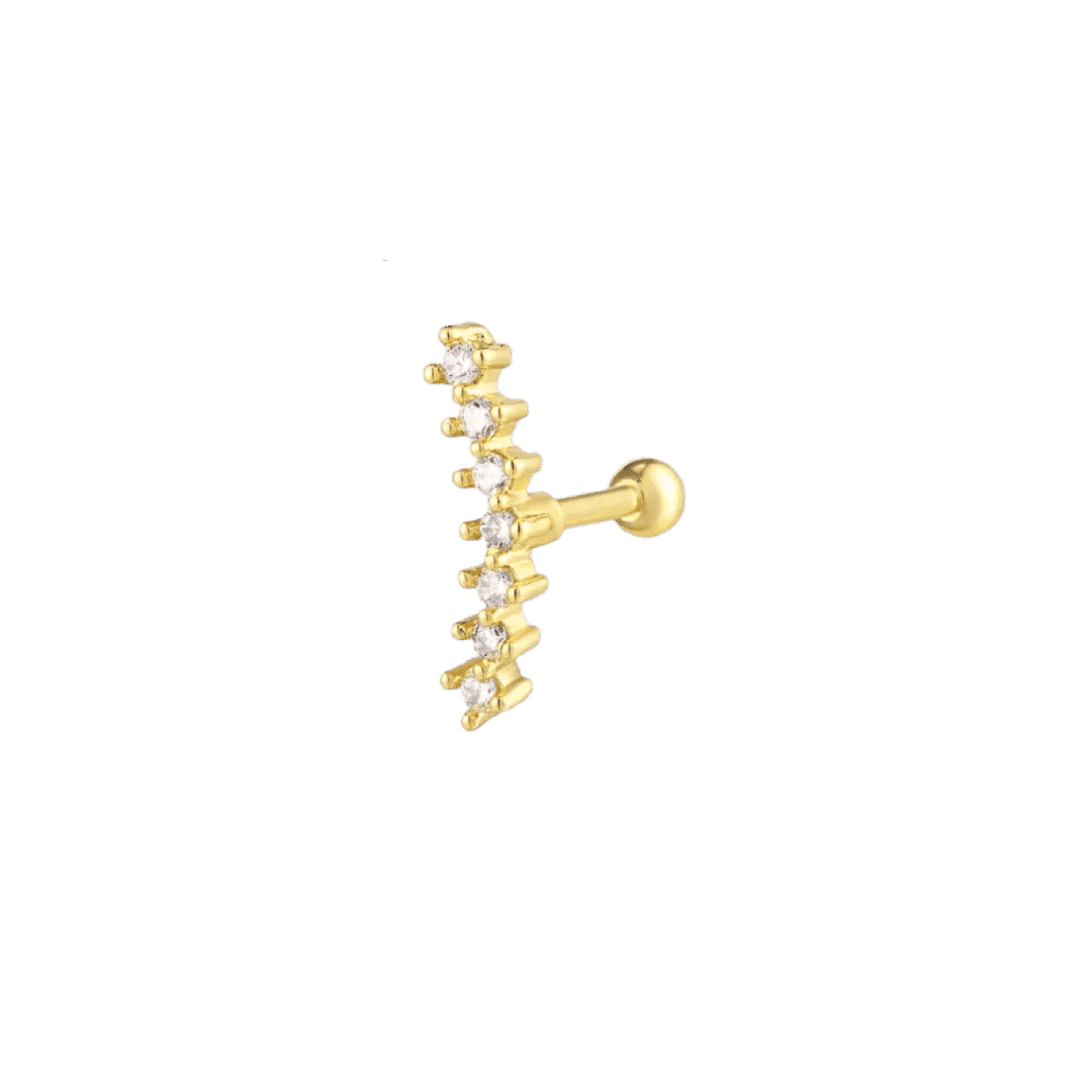gold color 7 cluster gem barbell