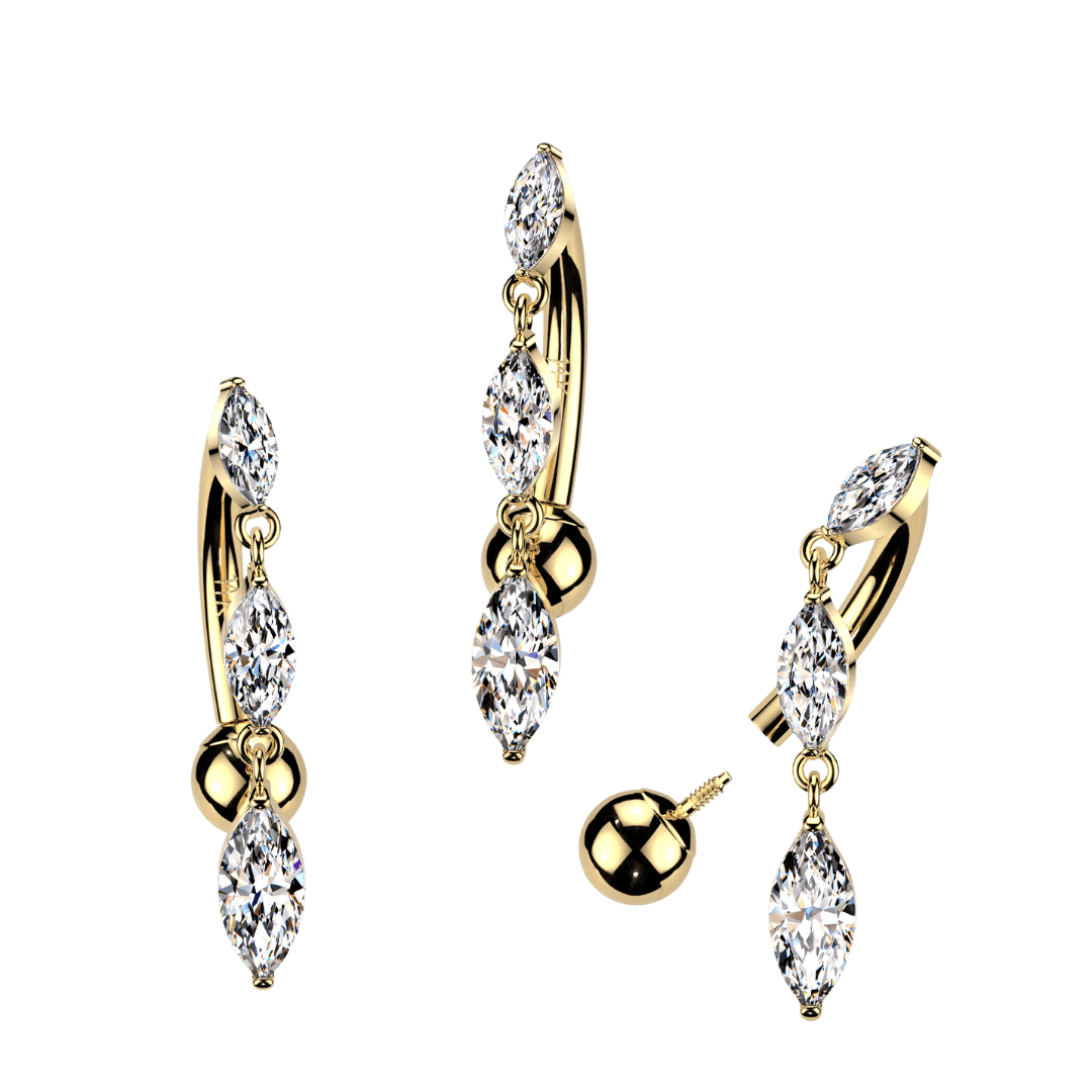 14K Gold Reverse Belly Barbell