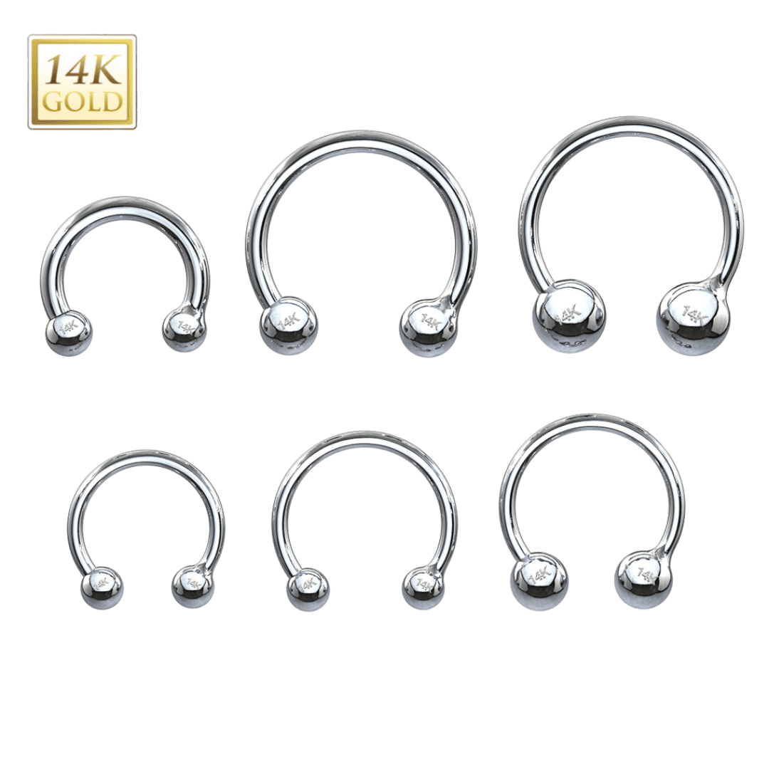 white gold 14k ball ends horse shoe