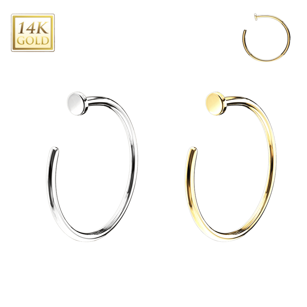 14k gold nail semi hoop earring