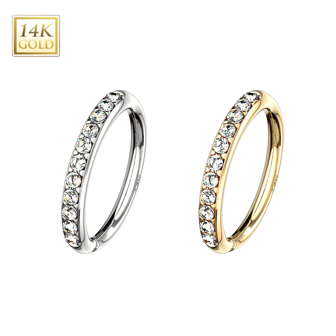 14k gold outfacing none hinged hoop jewelry