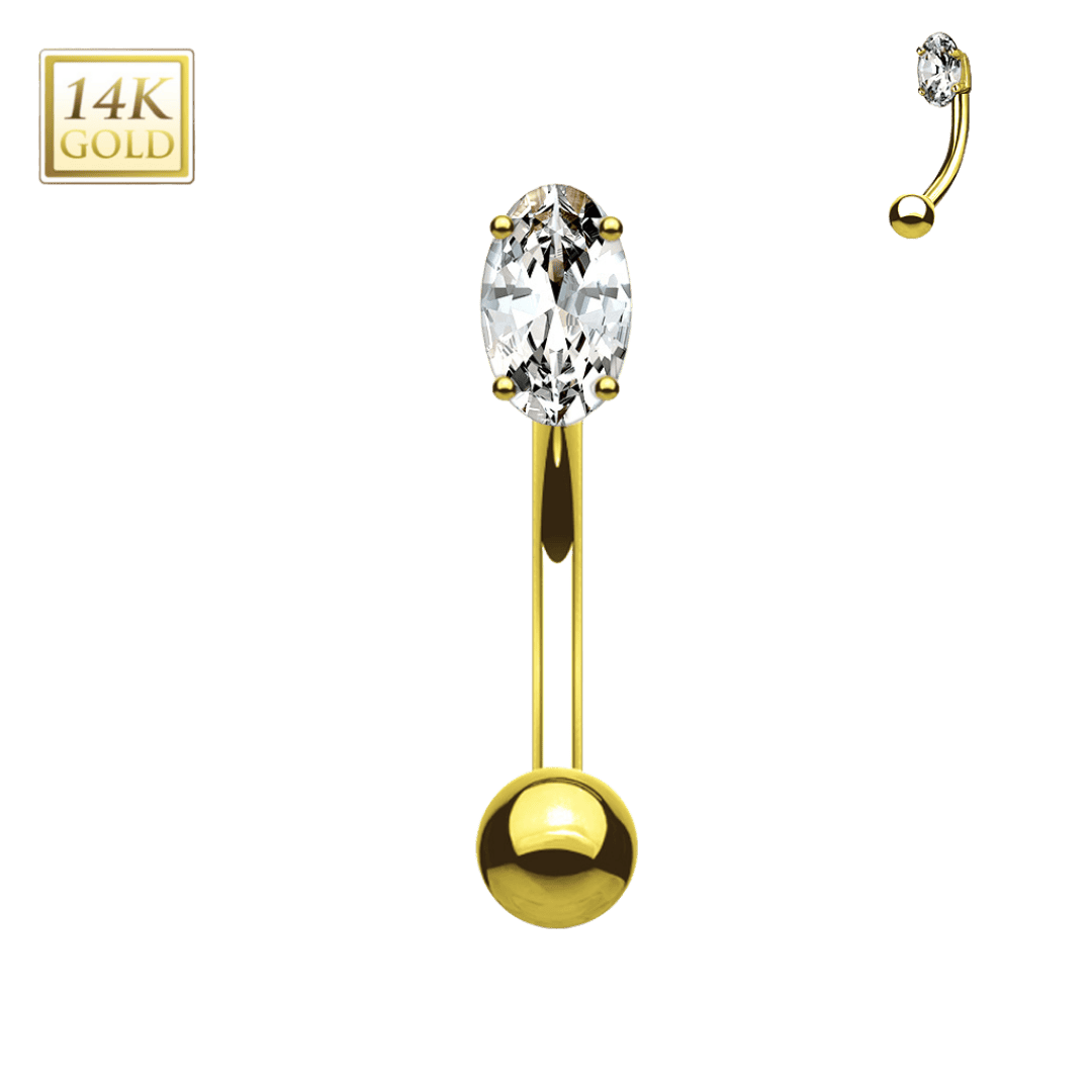 gold color 14k oval gem rook barbell jewelry