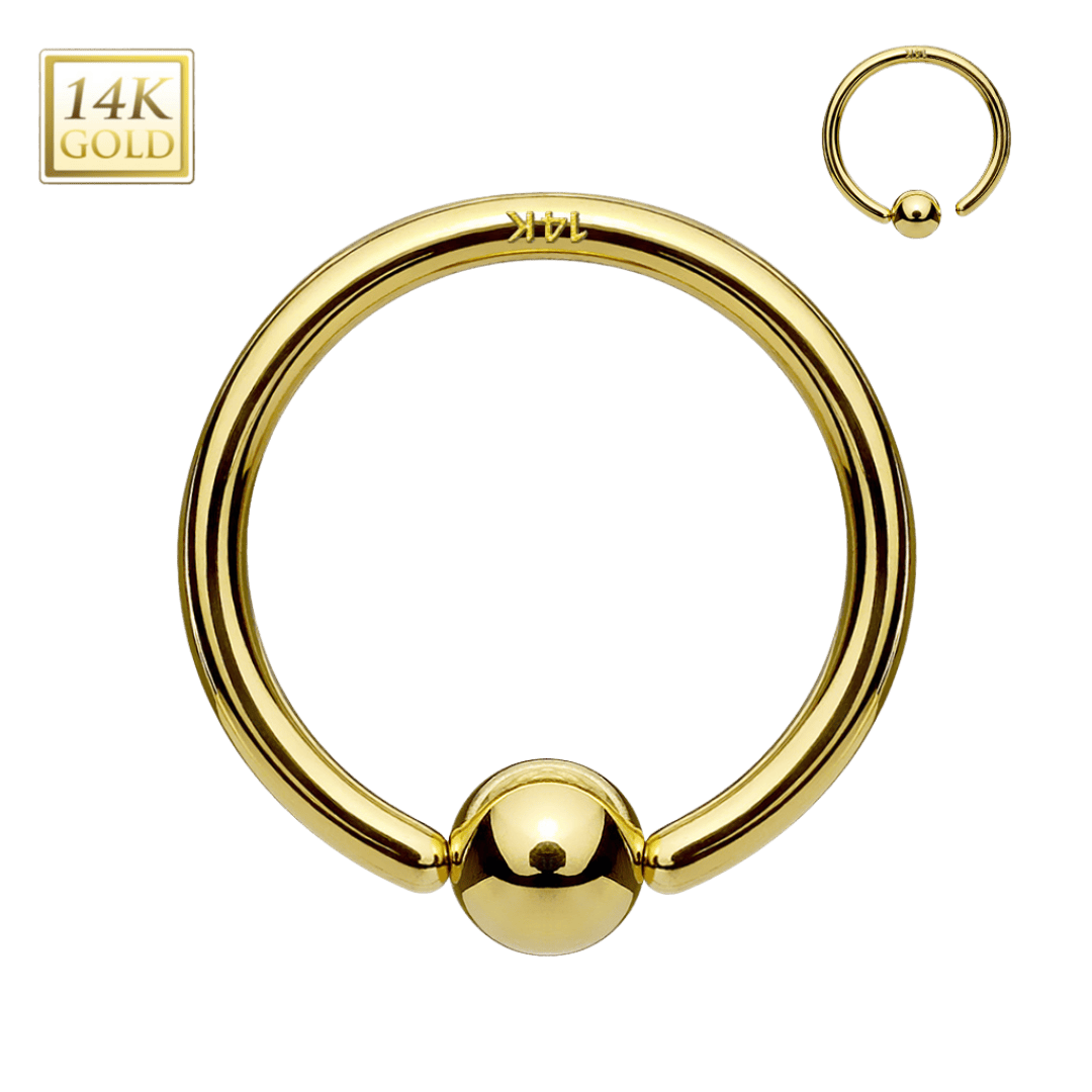 14k gold plain captive bead ring piercing jewelry