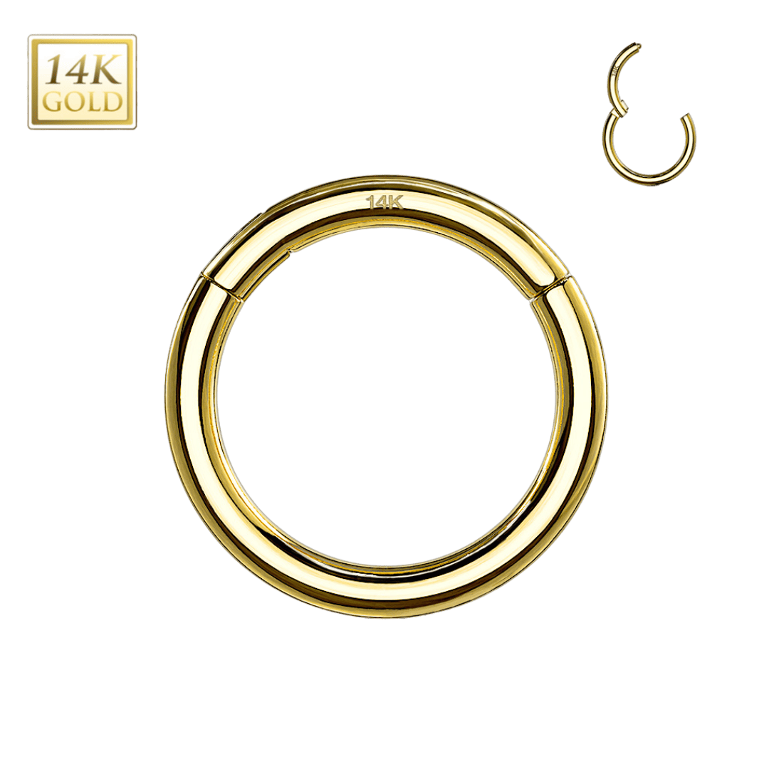 gold color 14k plain hinged hoop