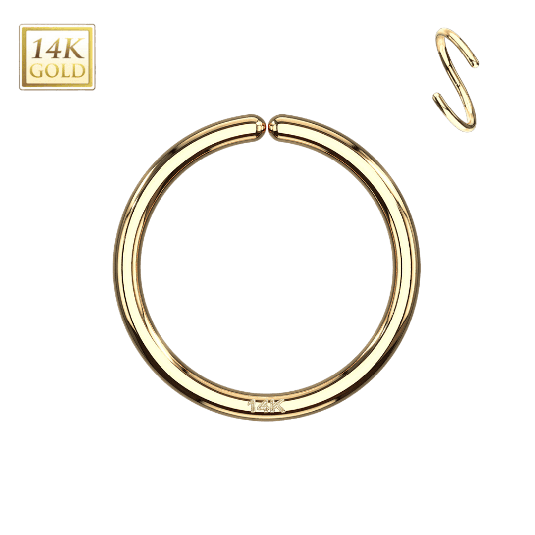 14k gold plain non-hinged hoop piercing jewelry