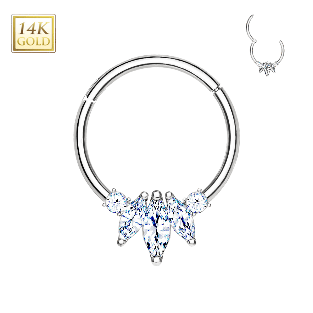 white gold 14k princess hinged hoop jewelry
