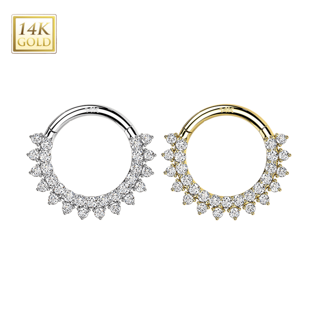 14k gold queen hinged hoop piercing jewelry