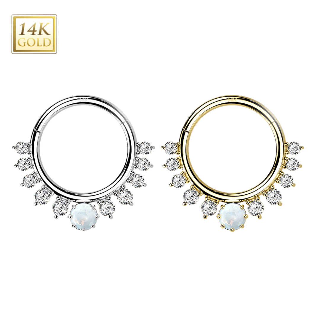 14k gold royal hinged hoop piercing jewelry