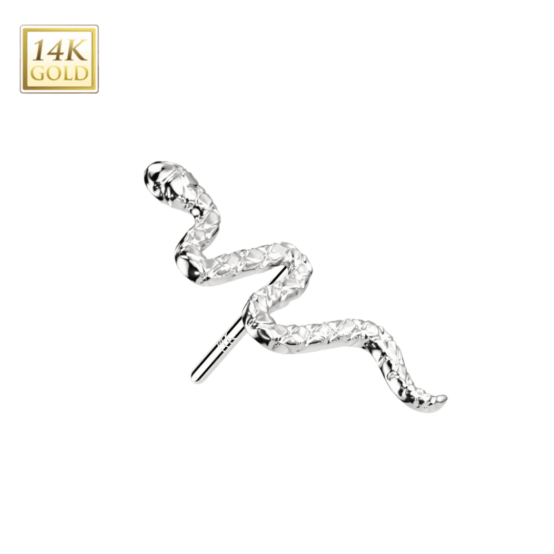 white gold 14k snake design threadless top