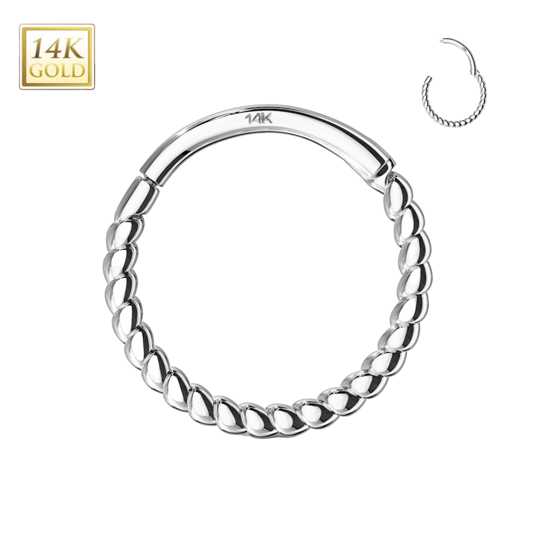 twisted hinged hoop white gold 14k 
