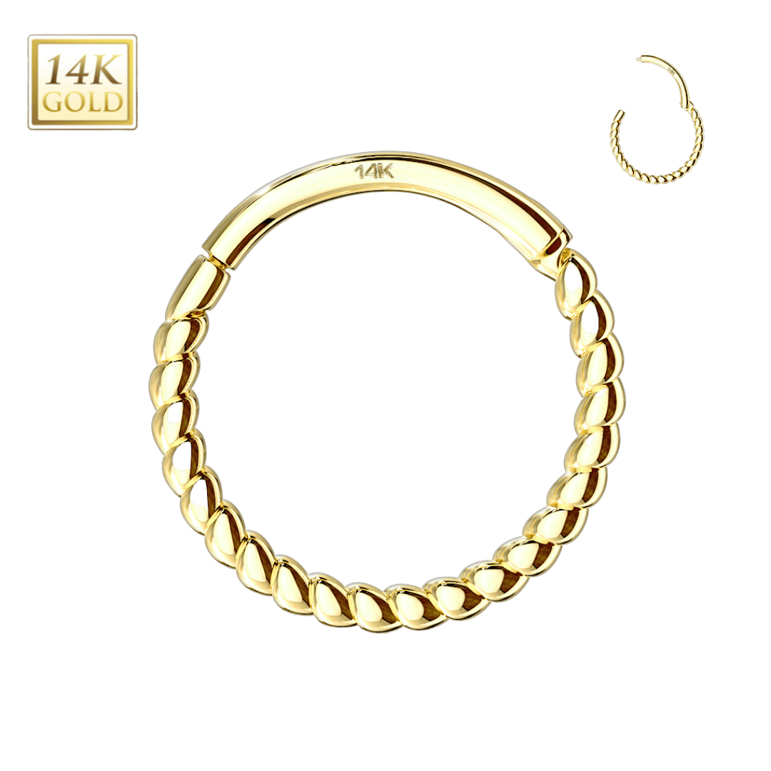 gold color 14k twisted hinged hoop jewelry