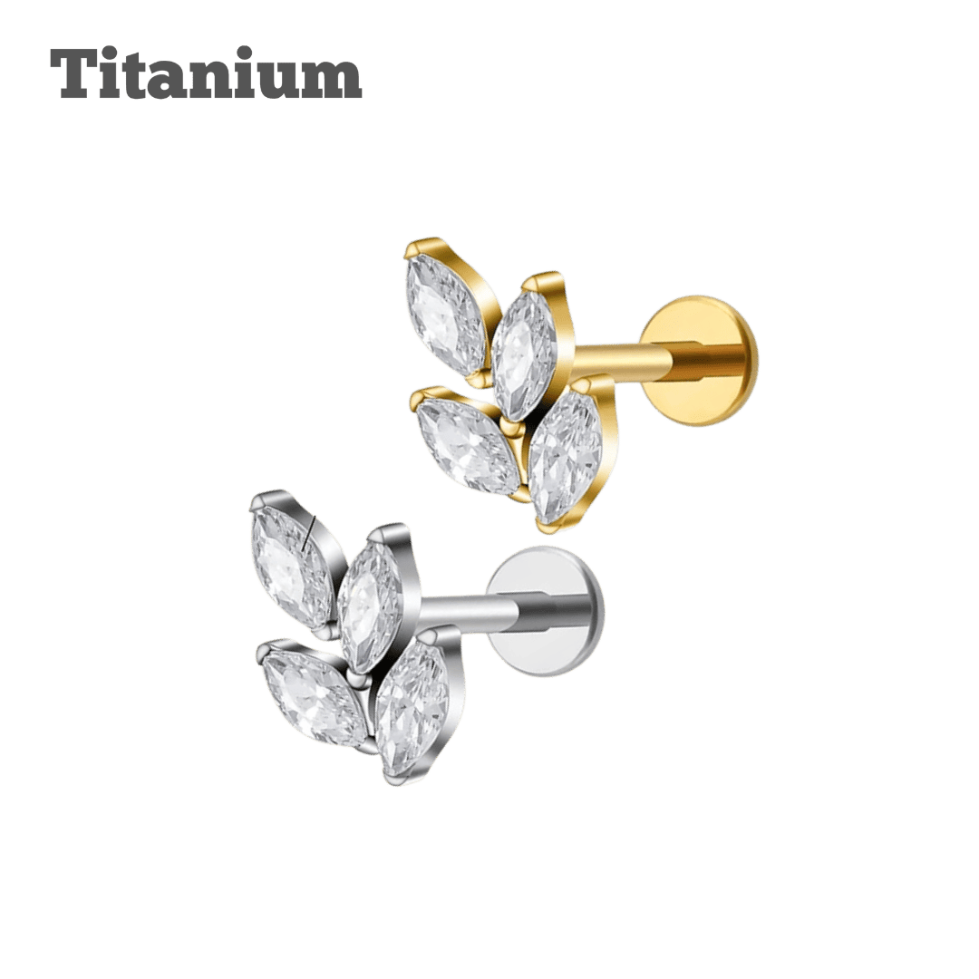 4 petals titanium threaded labret earring 
