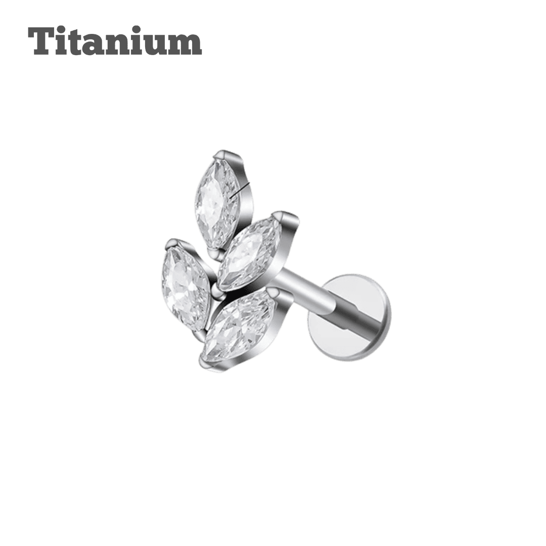 steel color titanium earring 4 petals design