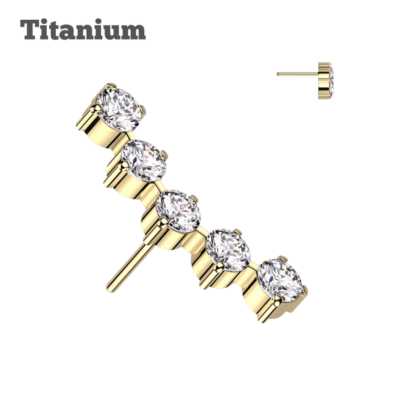 5 Gem Cluster Titanium Threadless Top jewelry for piercing 