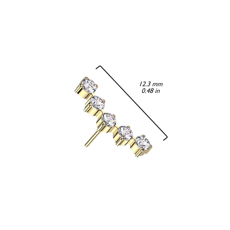 5 Gem Cluster Titanium Threadless Top jewelry for piercing  specs