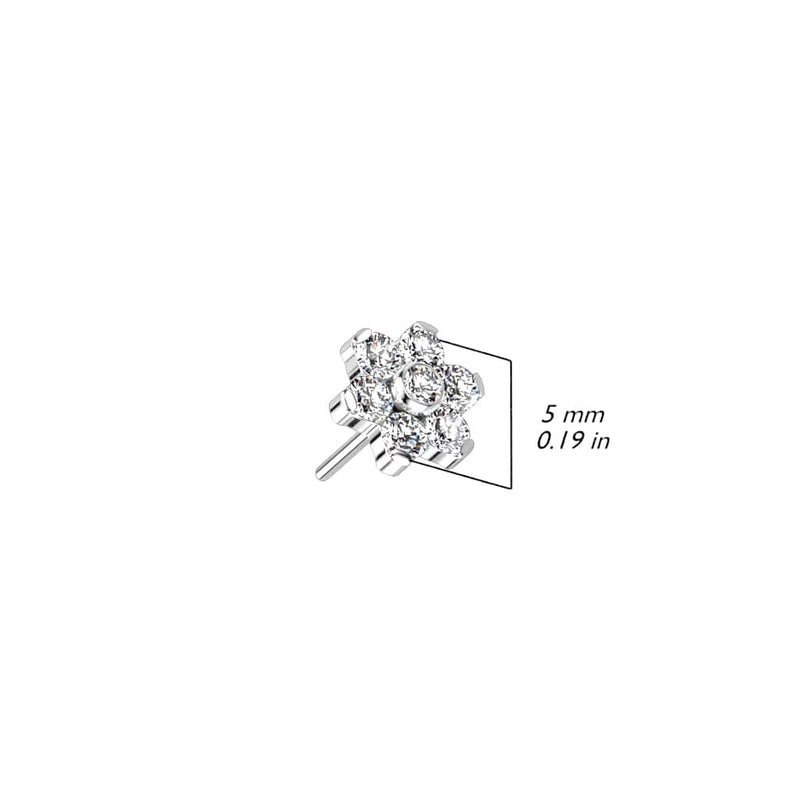 5mm flower gem titanium threadless top earring specs