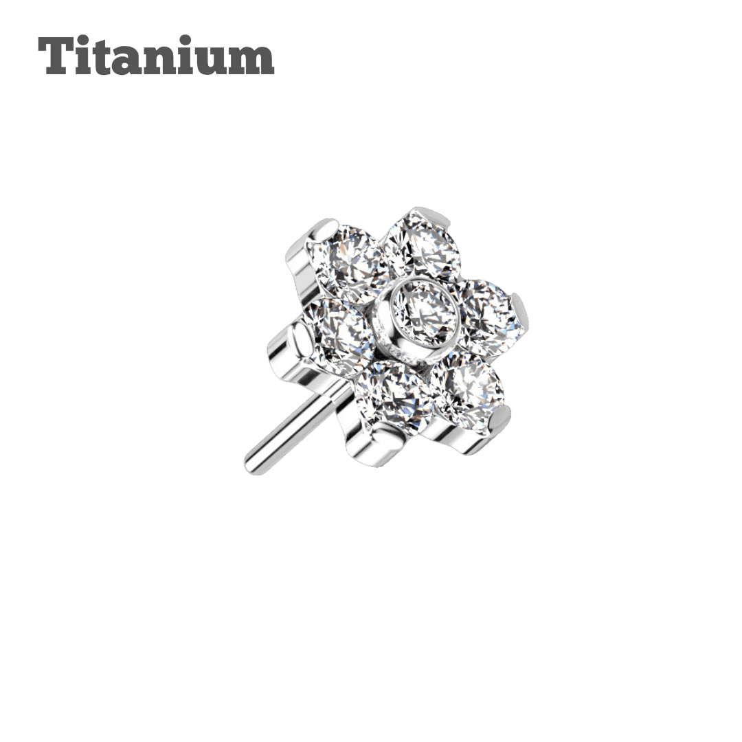 titanium steel color 5mm flower gem threadless top