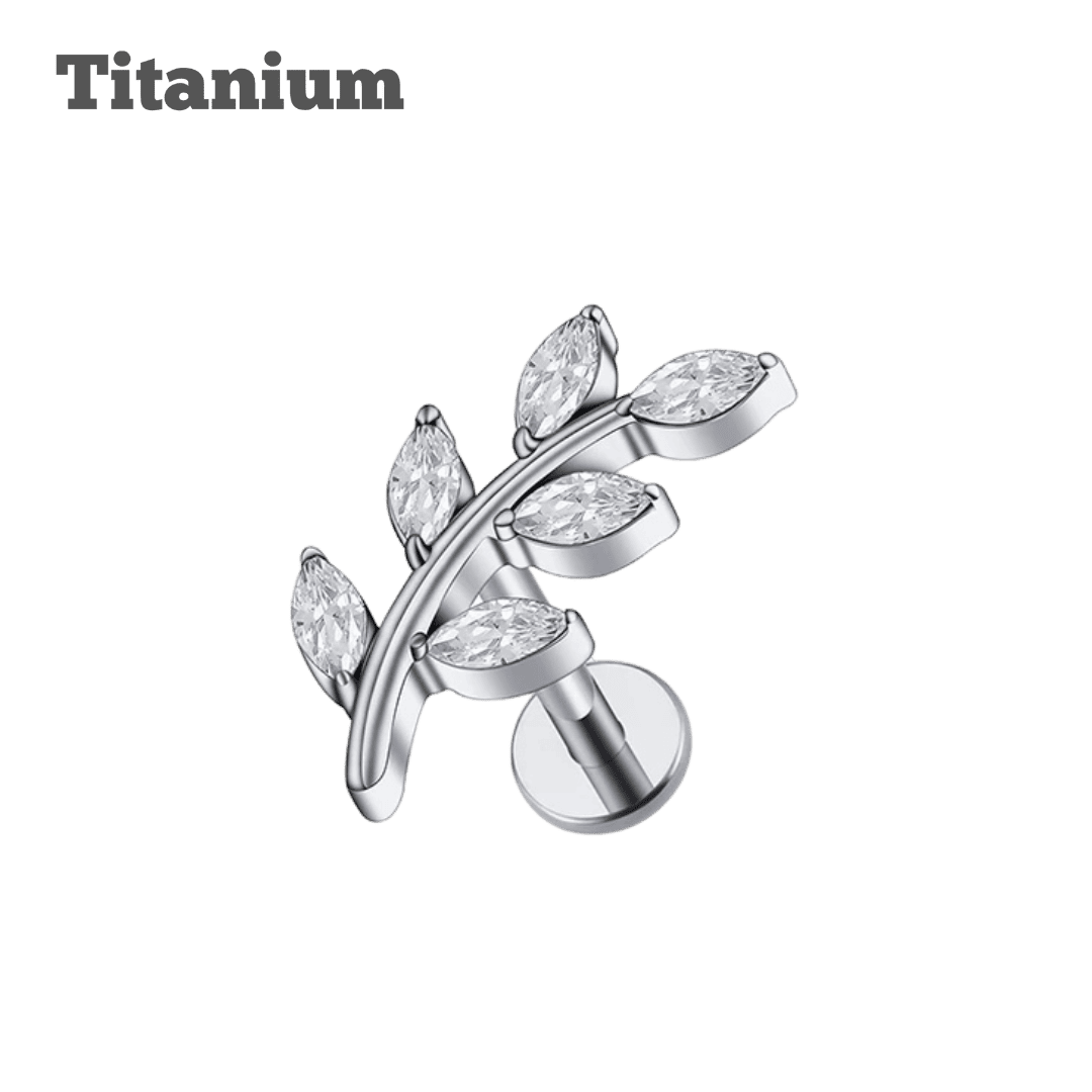 steel color titanium labret 6 petals design earring