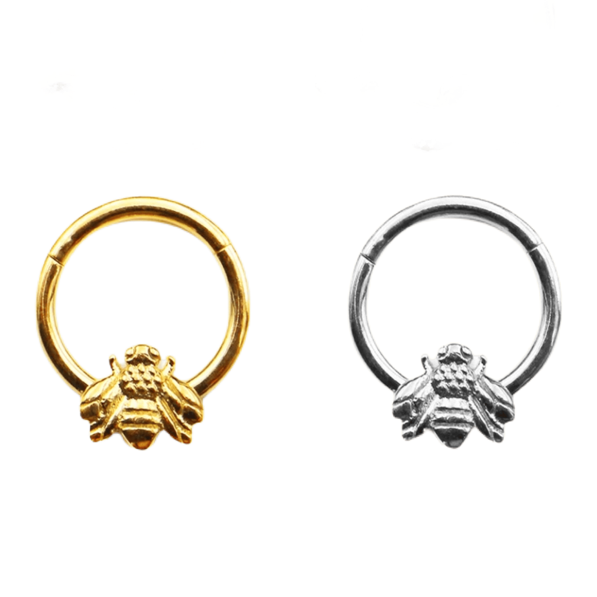 stainless steel bee hinged hoop for septum and ear piercing jewelry