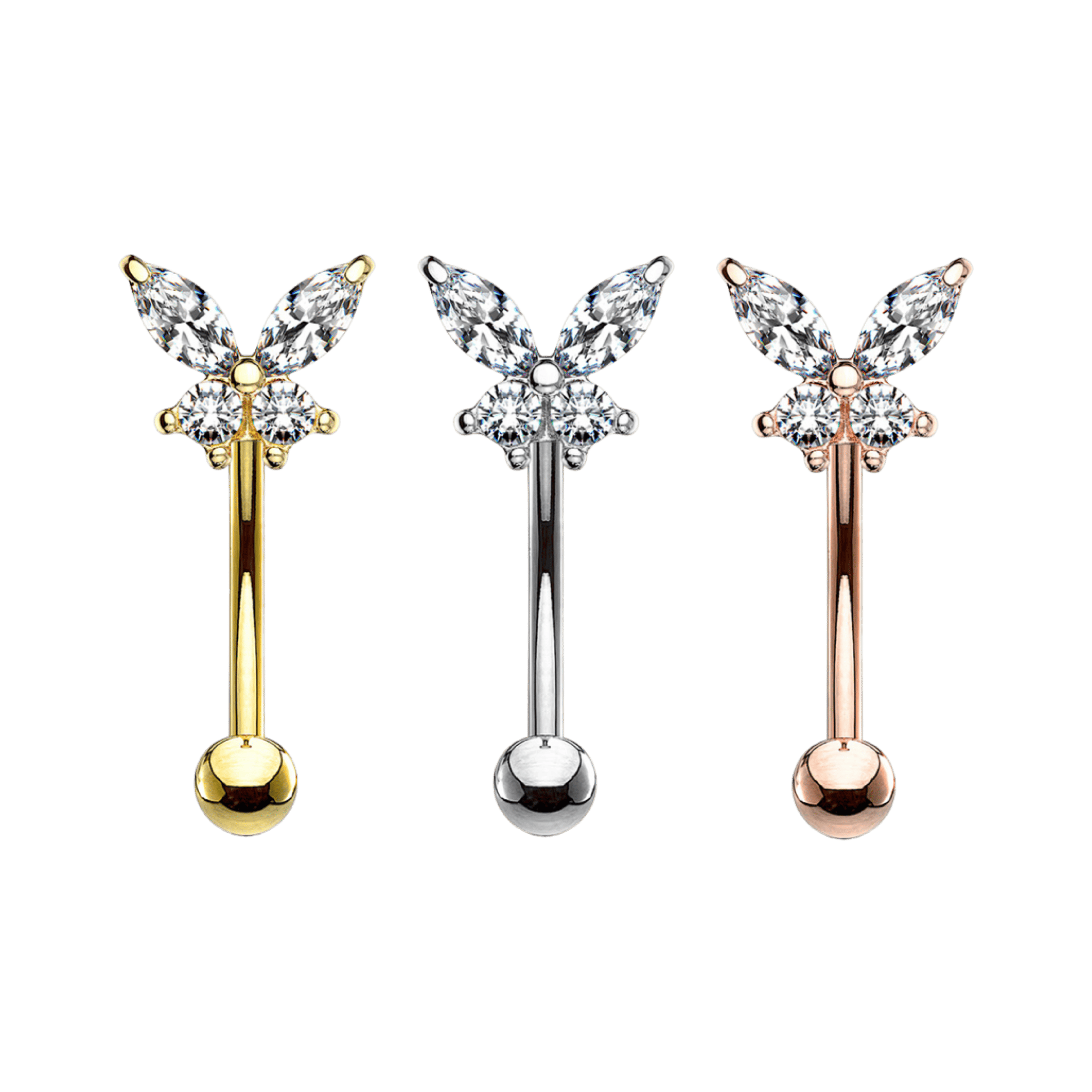 stainless steel butterfly rook barbell piercing jewelry