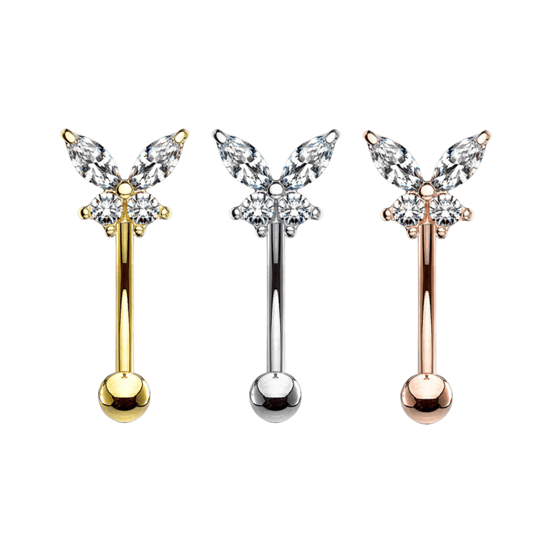 butterfly rook barbell body jewelry