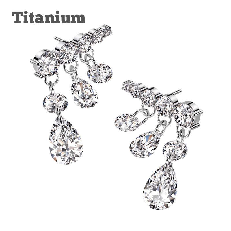 chandelier titanium threadless top with gem earring