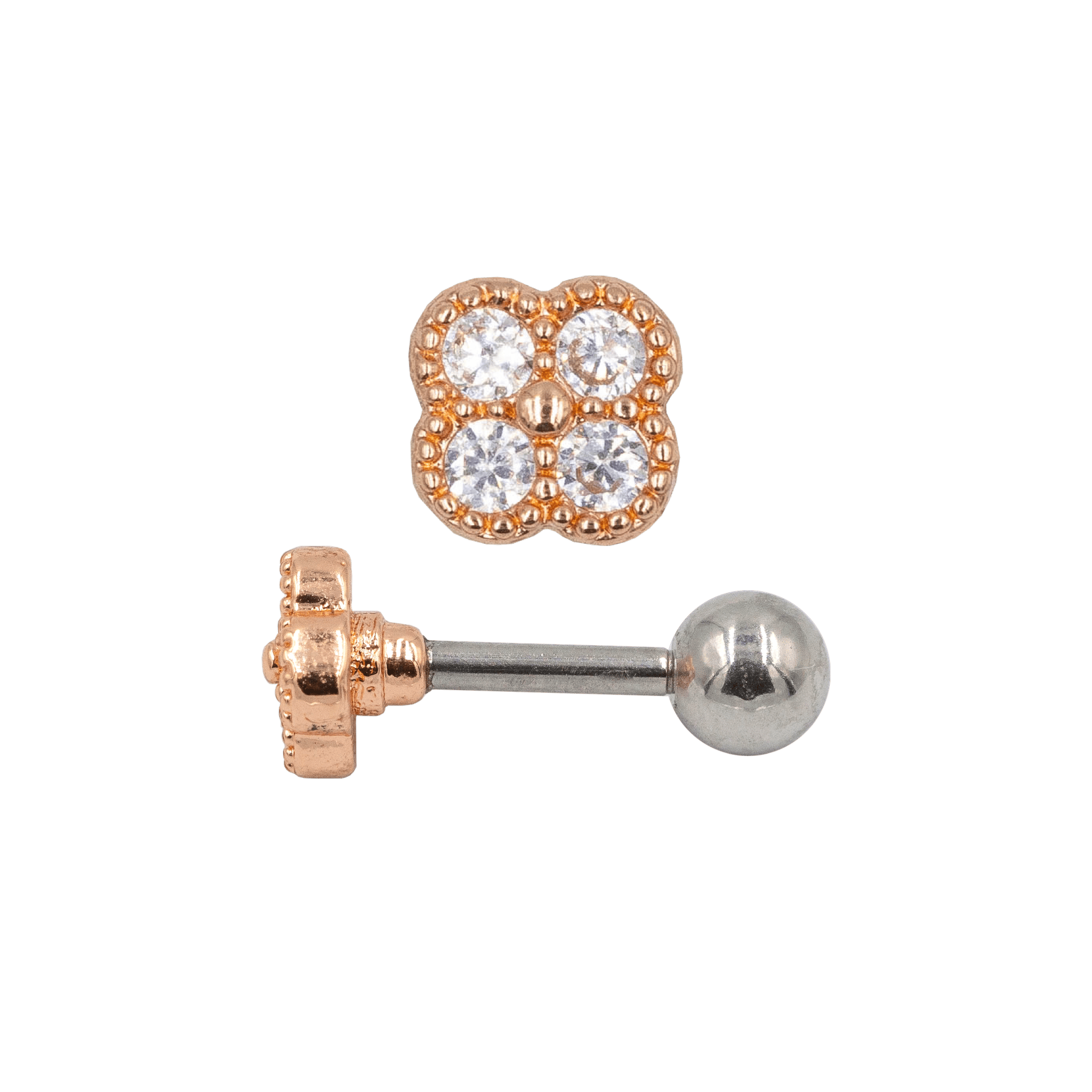 rose gold color stainless steel charmed barbell