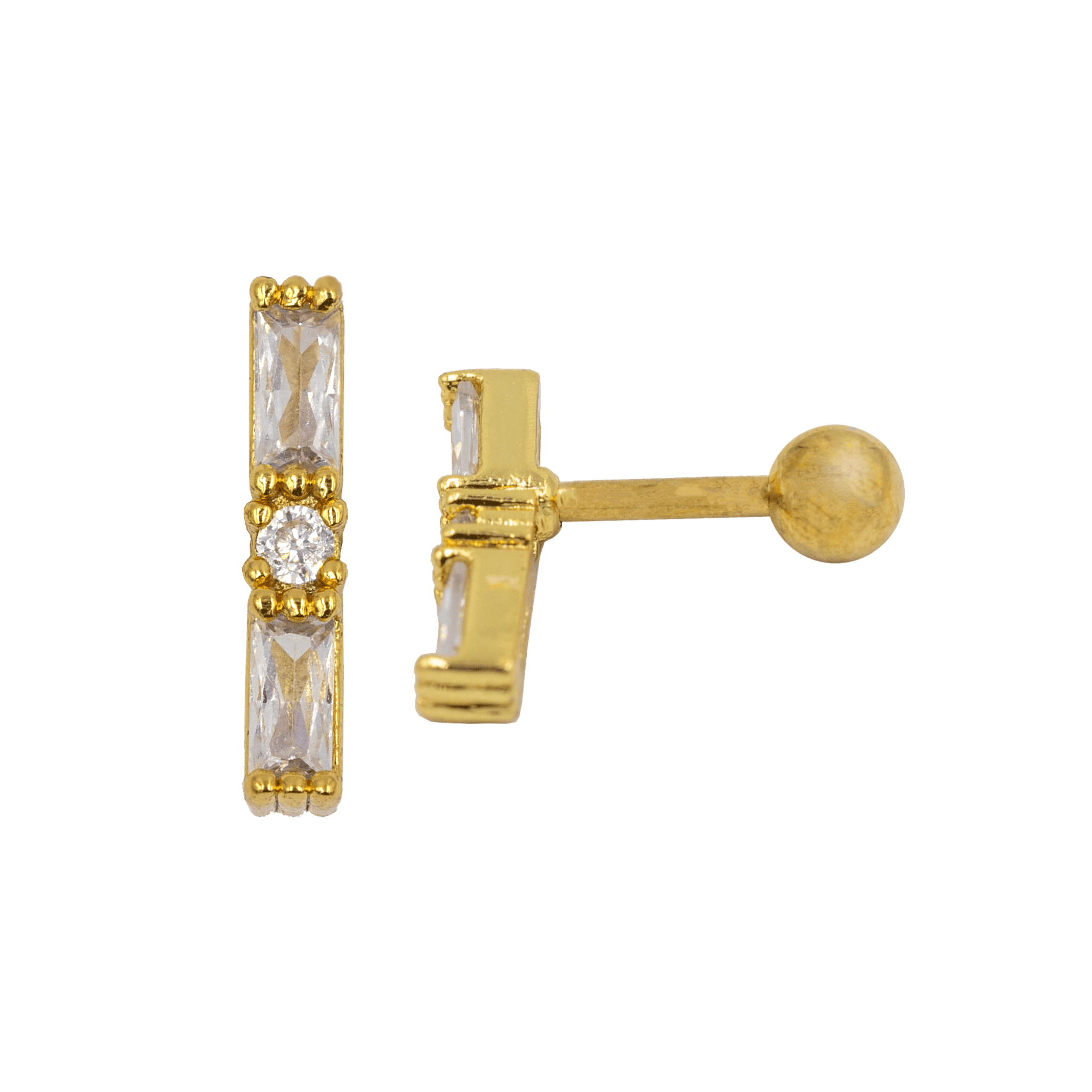 gold color column barbell piercing jewelry