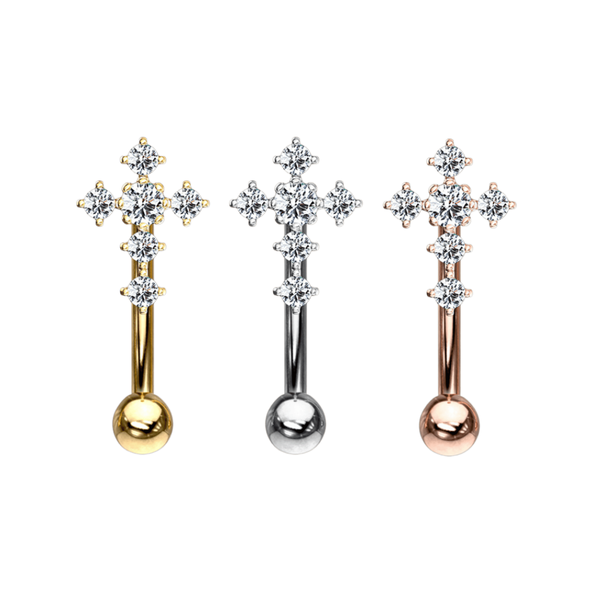 stainless steel crystal cross for rook piercing