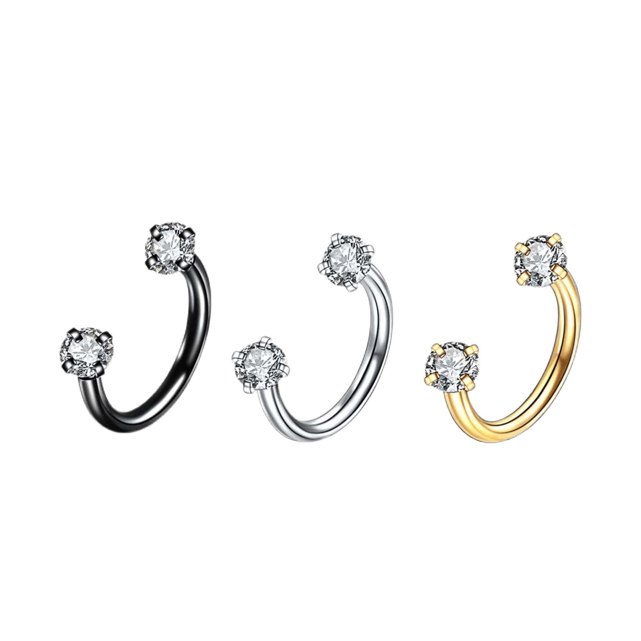 crystal ends horseshoe jewelry stainless steel