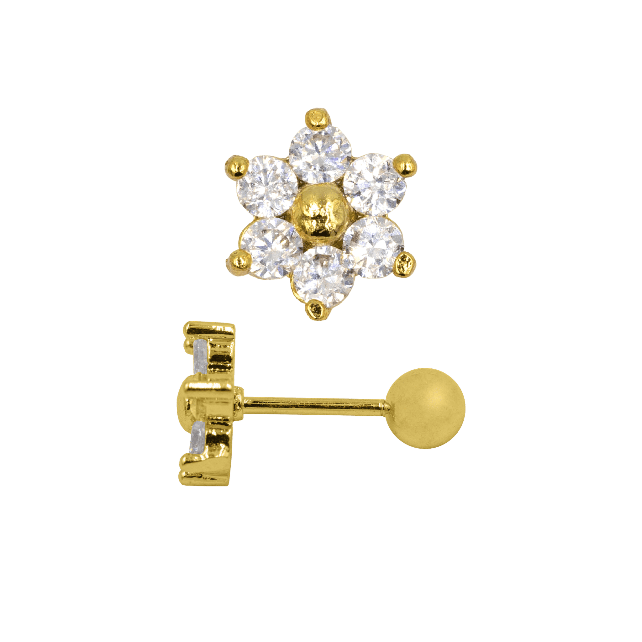 gold color daffodil barbell piercing jewelry