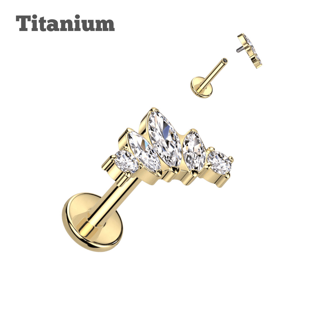 gold color titanium dauphyne threaded labret earring