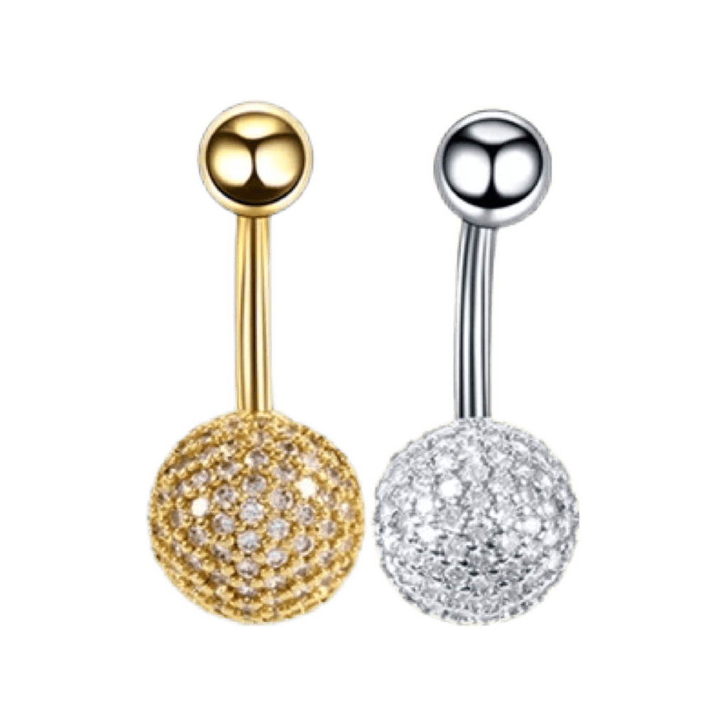 Disco ball barbell belly piercing jewelry