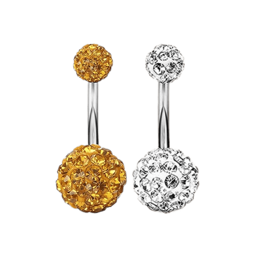 stainless steel disco ball ends belly piercing jewelry