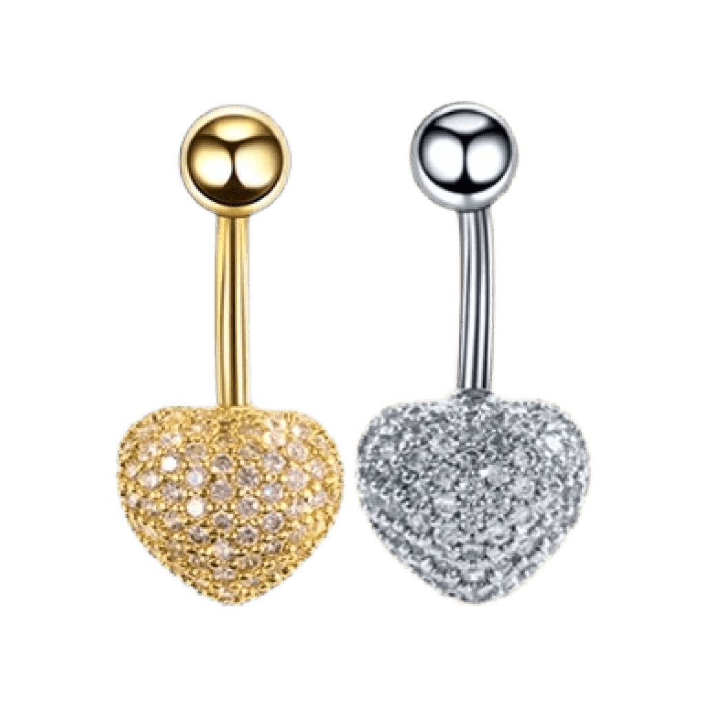 Disco heart barbell stainless steel belly piercing jewelry