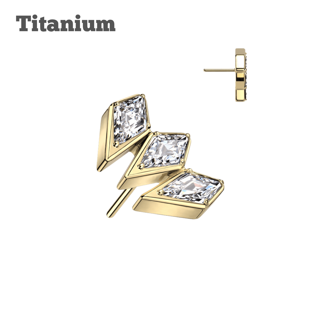 elise titanium threadless top gold color earring