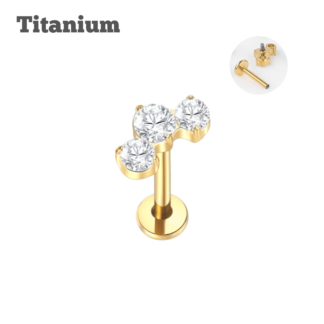 gold color fatima titanium threaded labret ear piercing jewelry