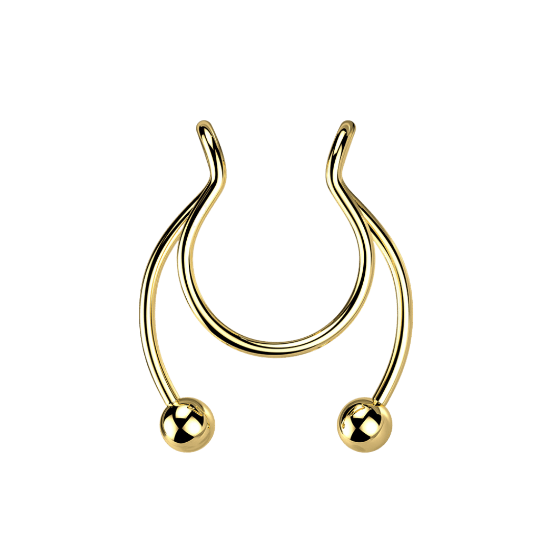 gold color no pierce faux clip horseshoe for nipple piercing