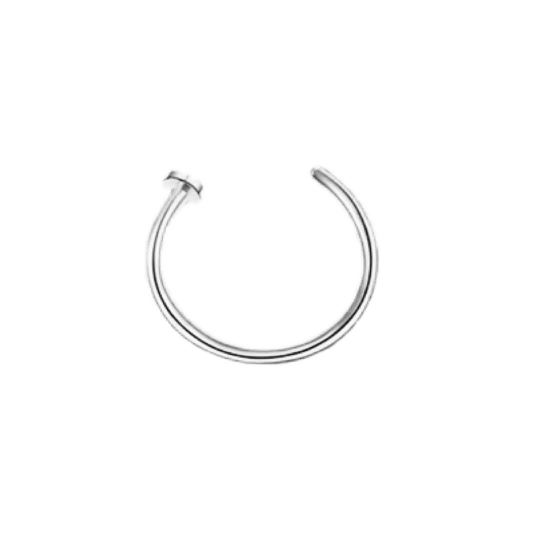 steel color flat end hoop ear piercing jewelry