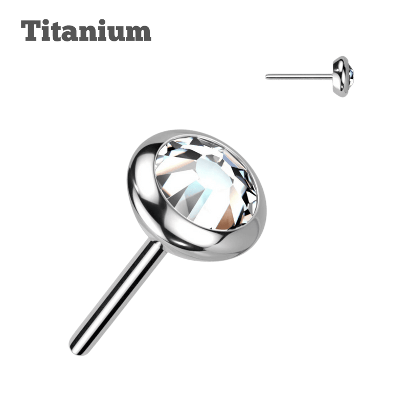 flat gem threadless top steel earring