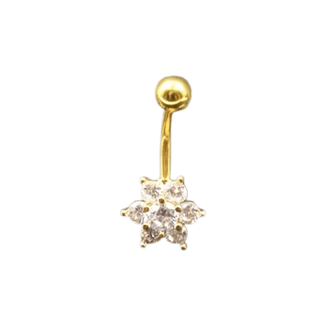 gold color flower belly barbell jewelry
