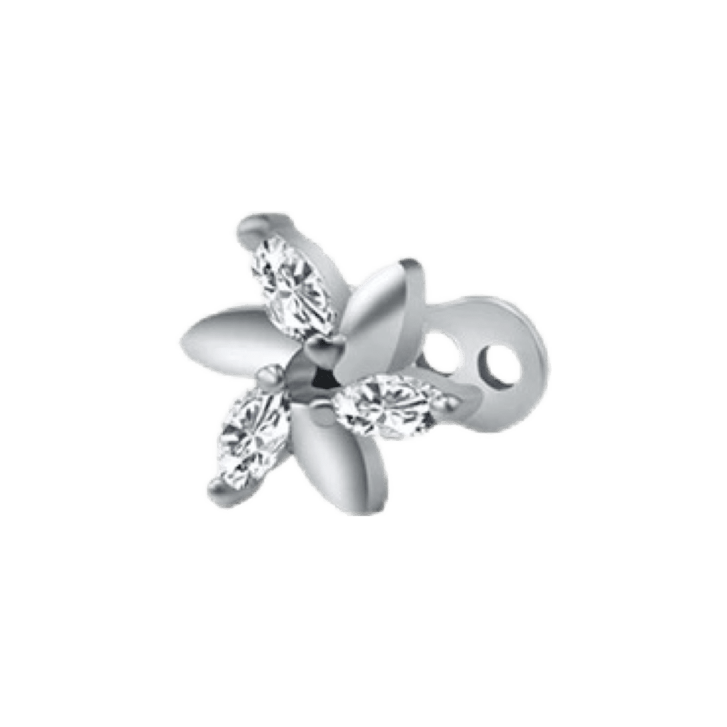 stainless steel flower plain cz dermal piercing jewelry