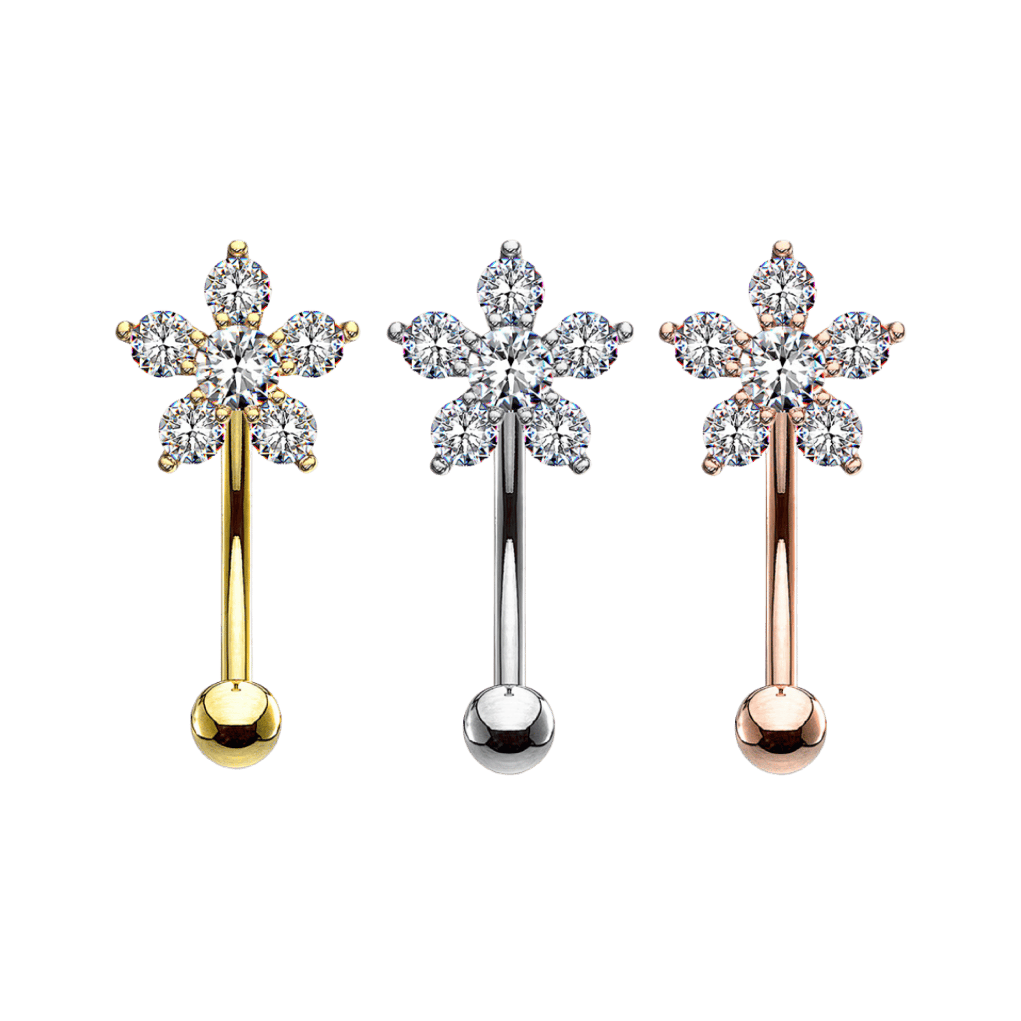 stainless steel flower barbell rook piercing jewelry