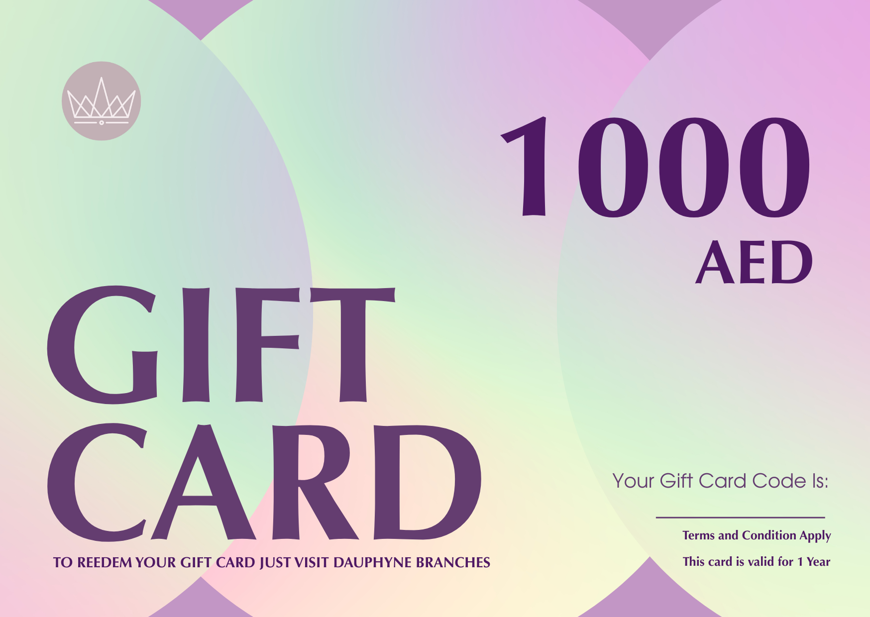 GIFT CARD 1000AED + FREE 200AED