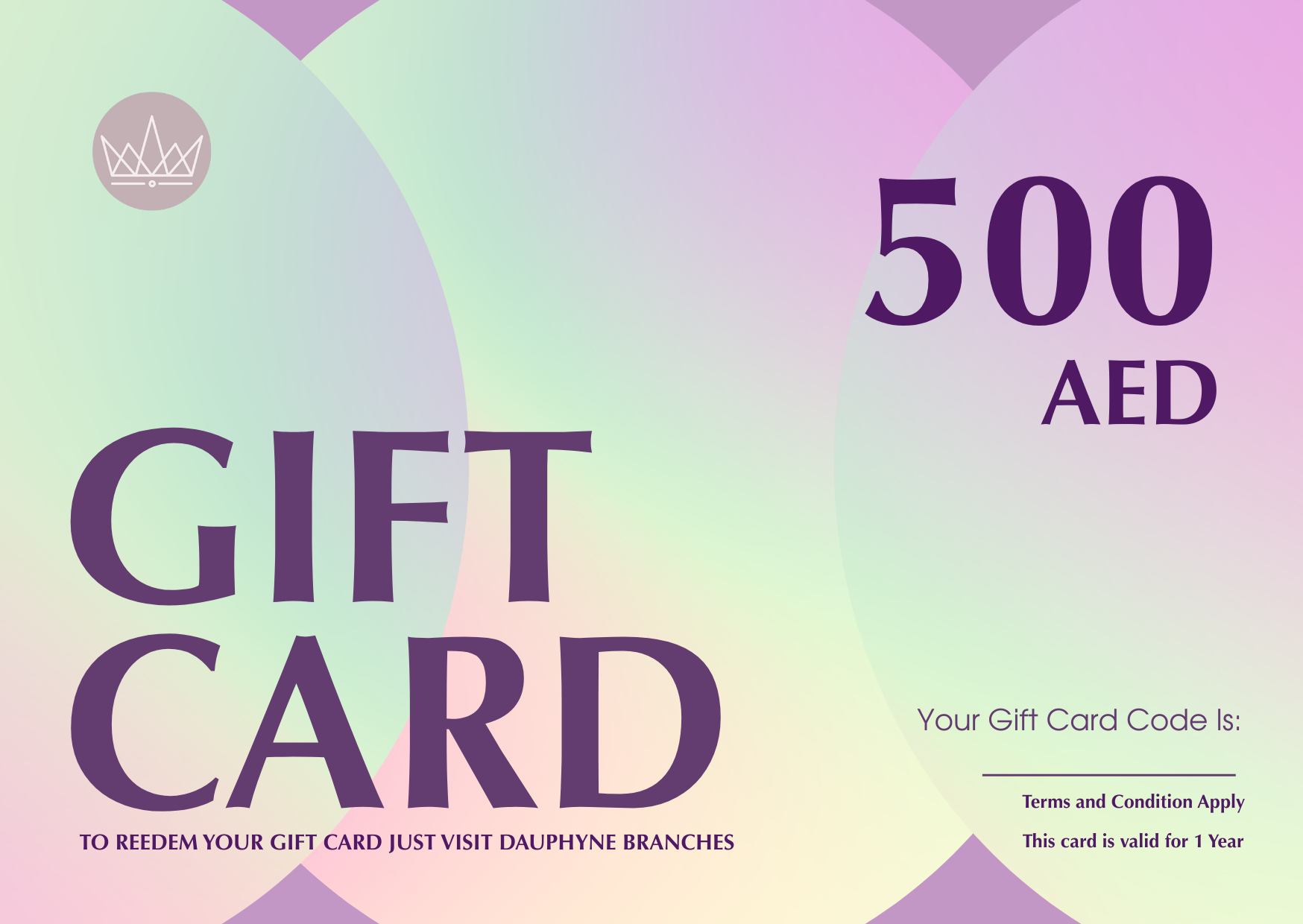 GIFT CARD 500AED + FREE 100AED