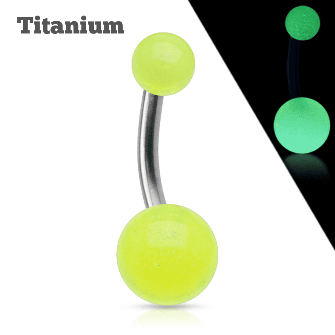 yellow glow in the dark belly barbell piercing jewelry