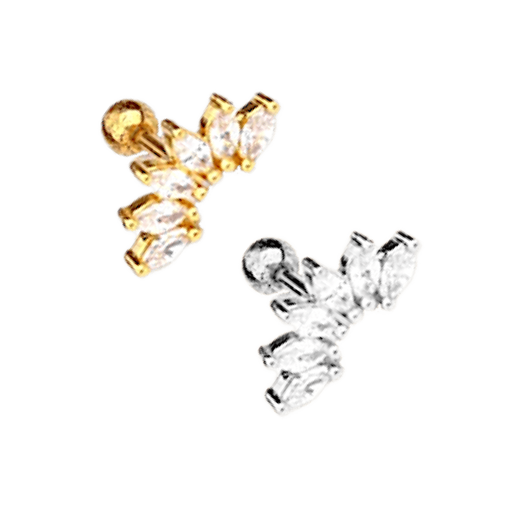 stainless steel half sunflower barbell ear piercing jewelry